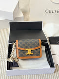 CELINE Triomphe Bag in Triomphe Canvas and Calfskin – Tan