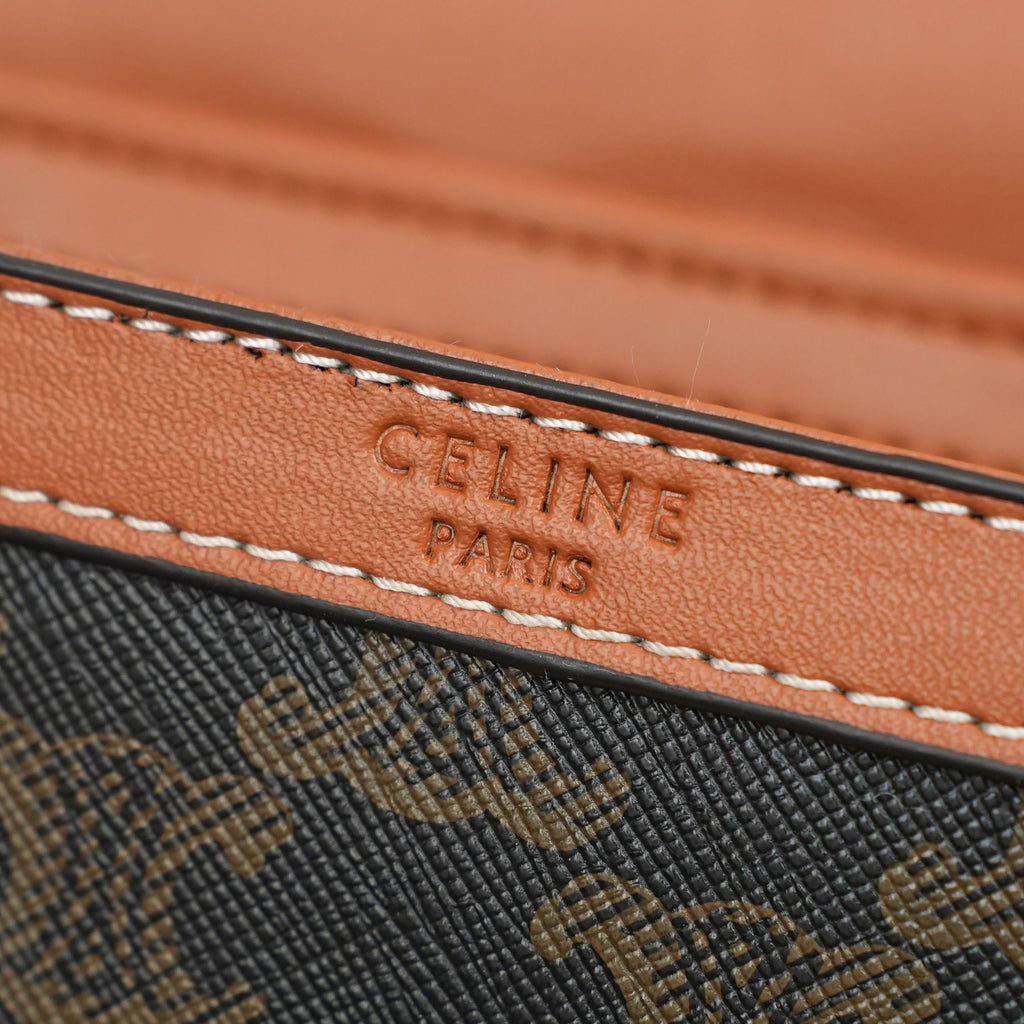 CELINE Triomphe Bag in Triomphe Canvas and Calfskin – Tan