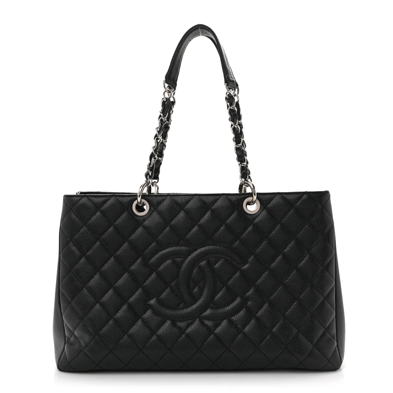 CHANEL Große Einkaufstasche Schwarzes Kaviarleder