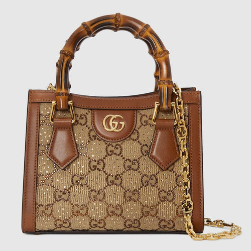 Gucci Diana crystals small tote bag