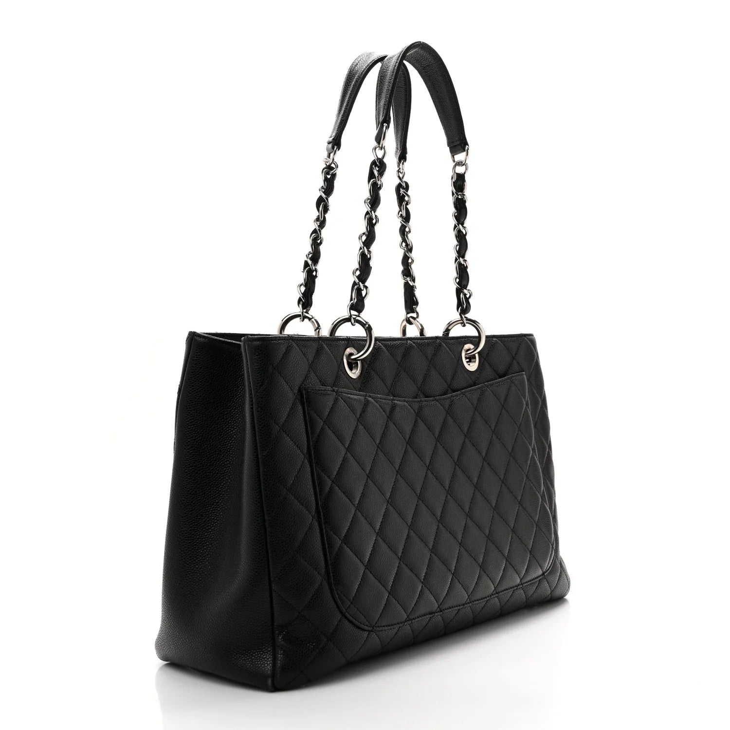 CHANEL Große Einkaufstasche Schwarzes Kaviarleder