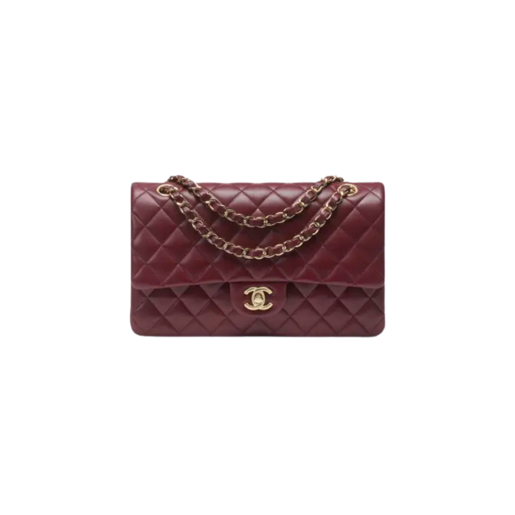 Chanel Lambskin & Gold-Tone Metal Wine red
