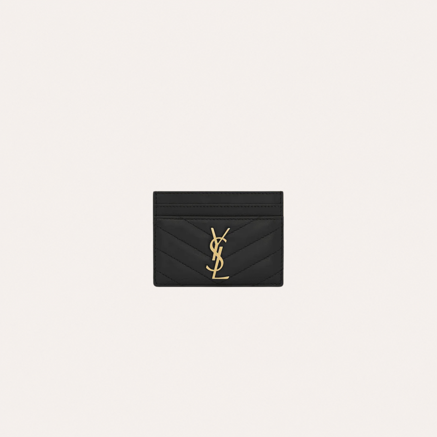 Saint Laurent Portacarte Cassandre trapuntato in pelle di agnello