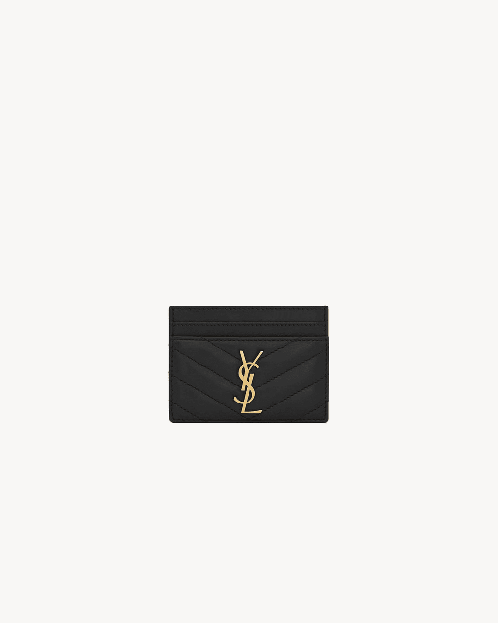 Saint Laurent Cassandre quilted card case in lambskin