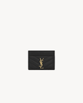 Saint Laurent Cassandre quilted card case in lambskin