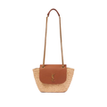 Saint Laurent Manon Mini raffia and leather shoulder bag