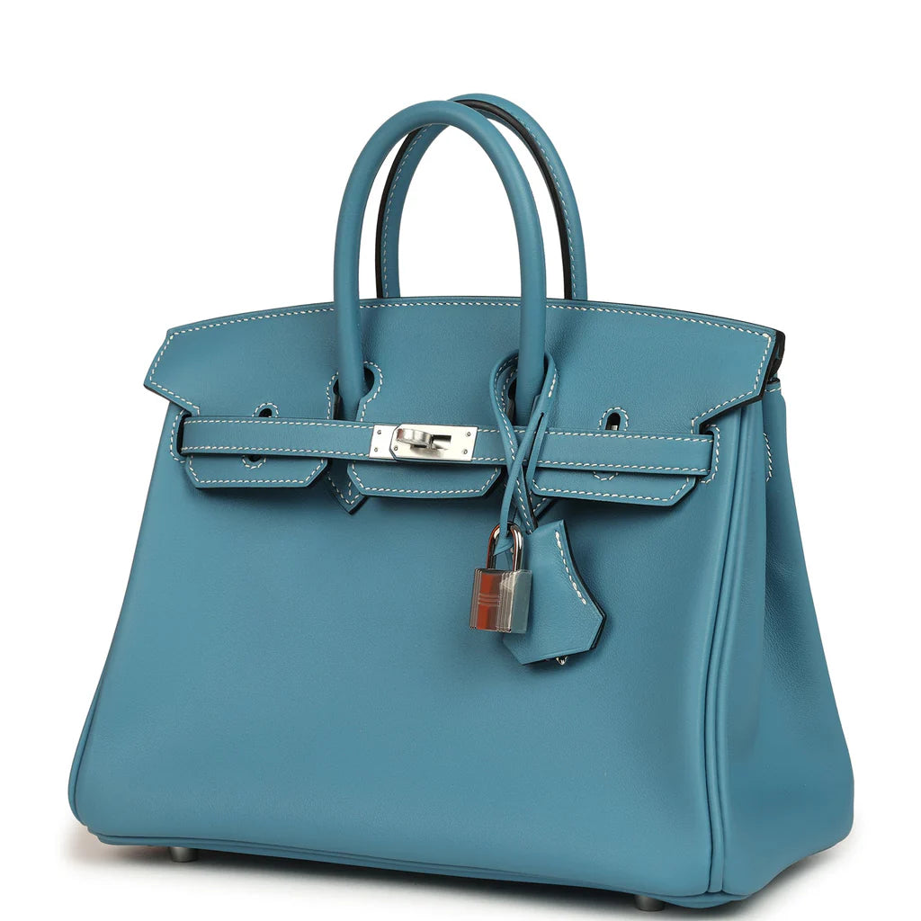 Hermès Birkin 25 Blue Jean Swift Palladium Hardware