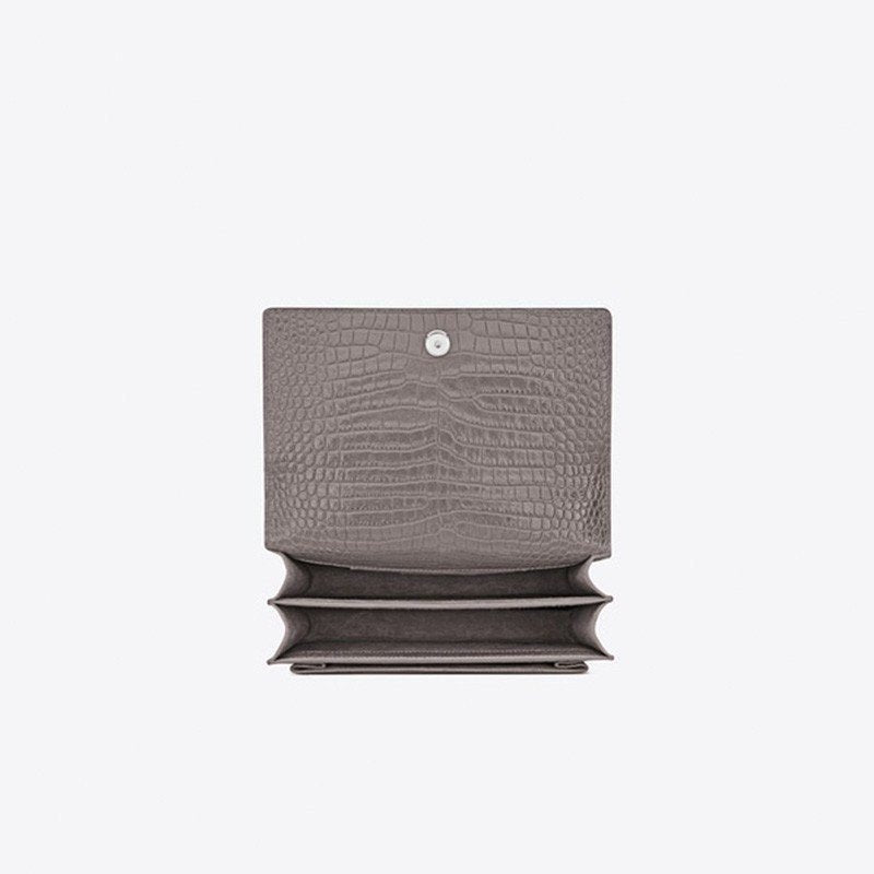 Saint Laurent Sunset Medium In Crocodile Embossed Shiny Leather
