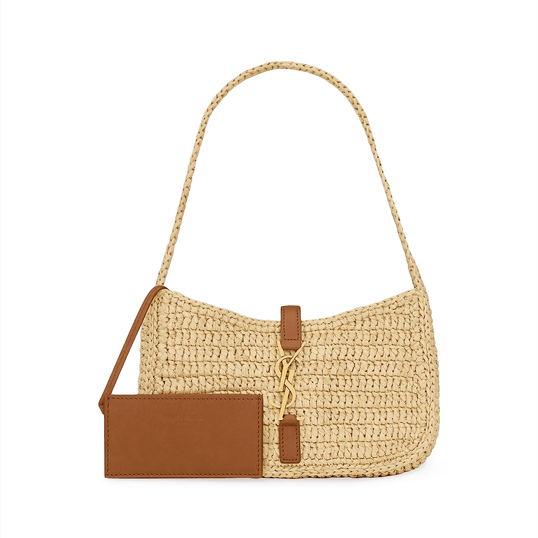 Saint Laurent Le 5 À 7 Mini Hobo in Raffia