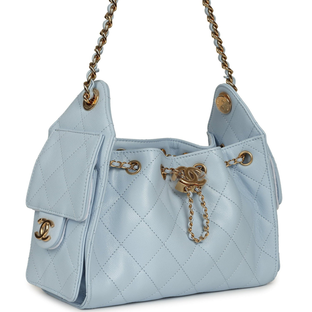 Chanel Mini 25 Hobo Bag Light Blue Caviar