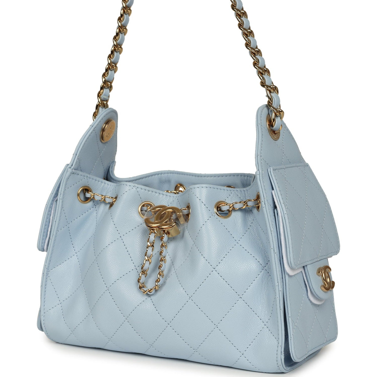 Chanel Mini 25 Hobo Bag Light Blue Caviar