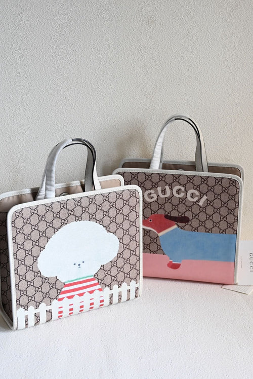GUCCI CHILDREN'S DOG PRINT TOTE BAG