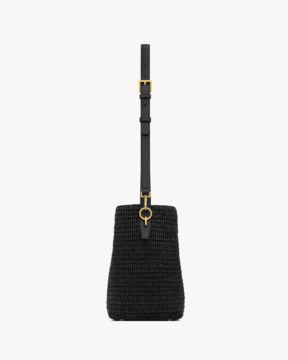 Saint Laurent le 37 in woven raffia and vegetable-tanned leather