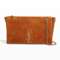 Saint Laurent Medium Double-Sided Lettering Kate Crossbody Bag in Calfskin and Crocodile-Embossed Suede