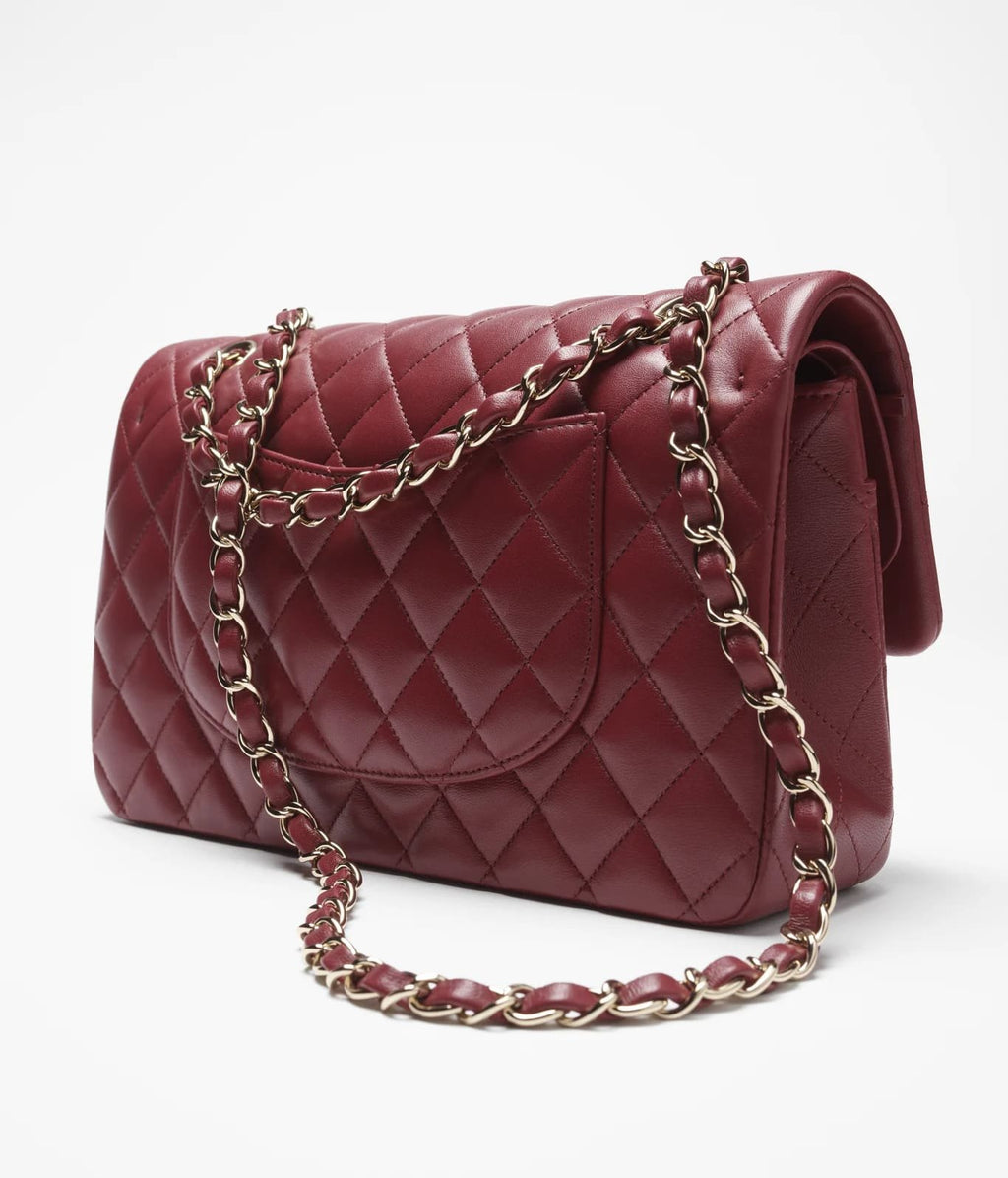 CHANEL Lambskin & Gold-Tone Metal Wine red