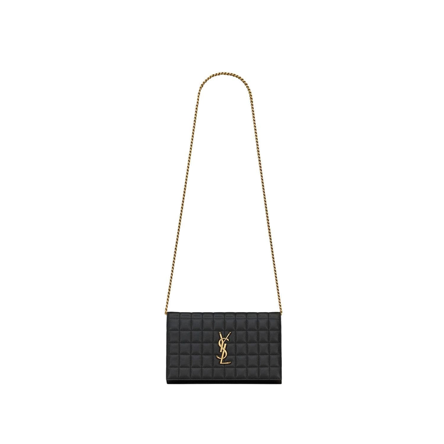SAINT LAURENT LAMBSKIN CASSANDRE CHAIN WALLET