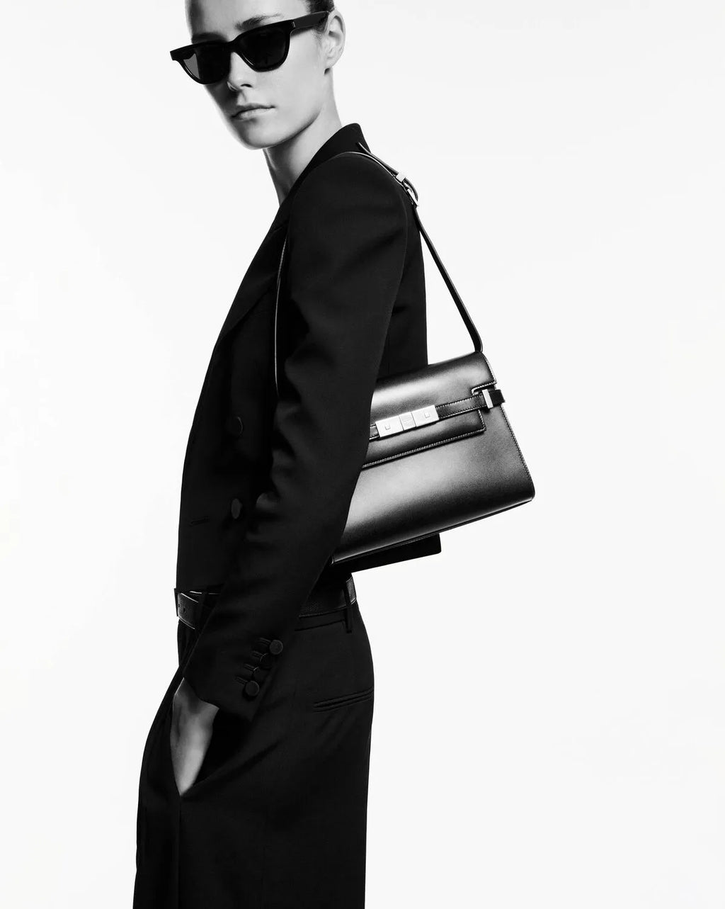 SAINT LAURENT MANHATTAN SMALL SHOULDER BAG IN BOX SAINT LAURENT LEATHER